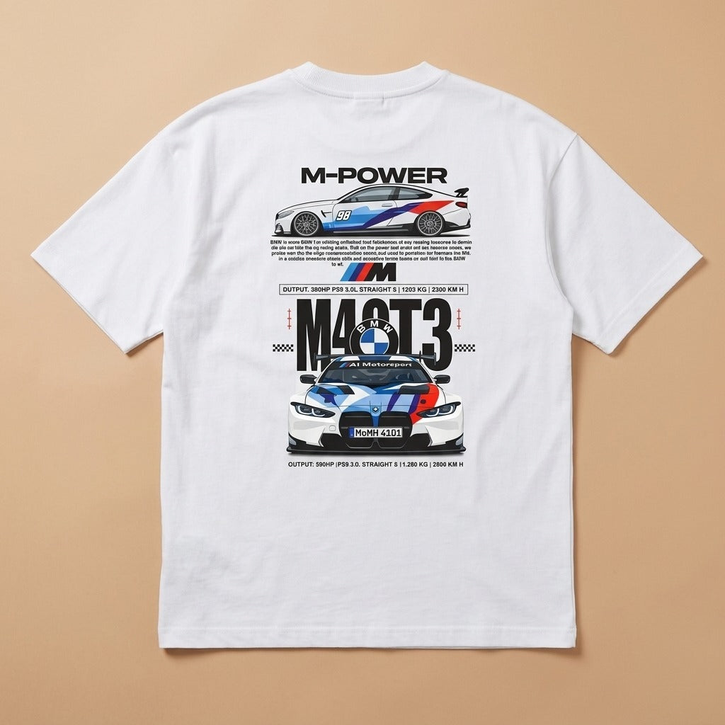 BMW M4 GT3 Racing Car Illustration T-Shirt | Three Dot