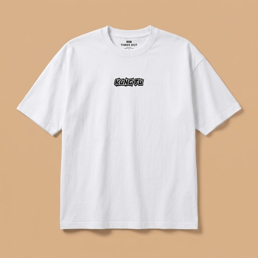Kung Fu Graffiti Text Oversized T-Shirt | Three Dot