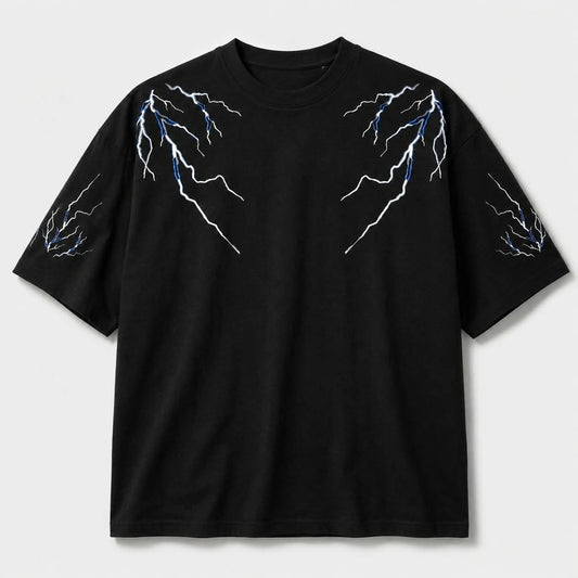 Lightning Bolt Streetwear Oversized T-Shirt | Three Dot